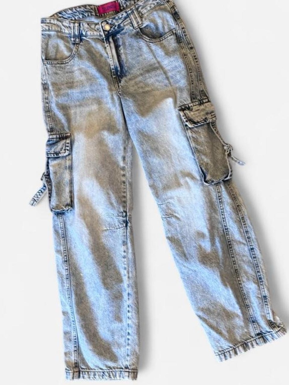 Telepatía Acid Wash Wide Leg Cargo Jeans Size 9/29